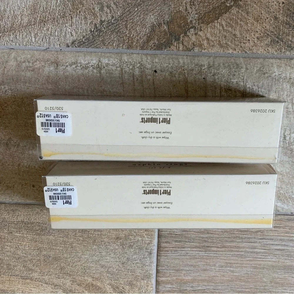 Pier 1 Imports Beaded Pearl Square Napkin Rings Lot of 8 NWT in box